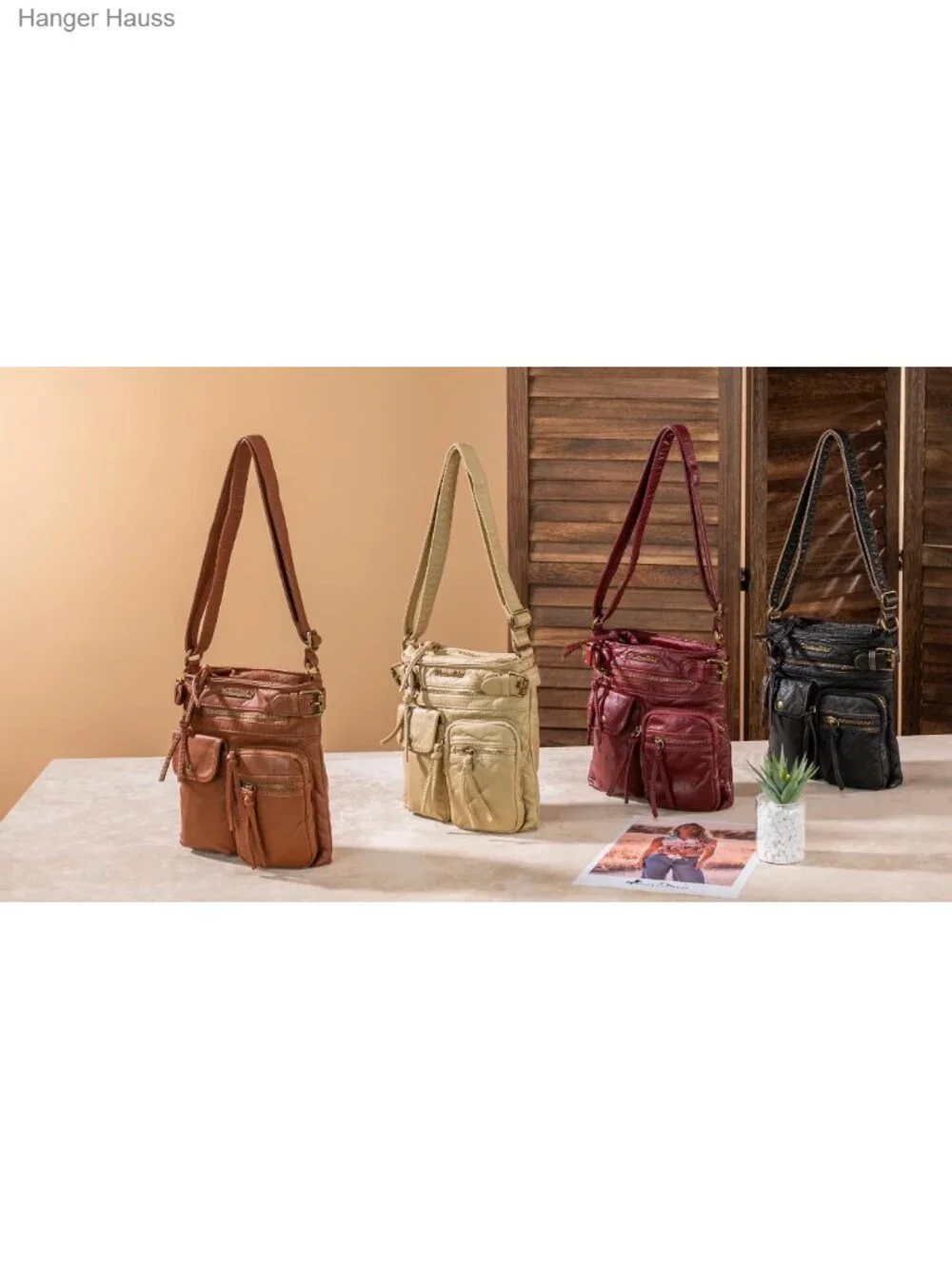 Vintage Western Crossbody Bag for Women Washed PU Leather Multi Pocket